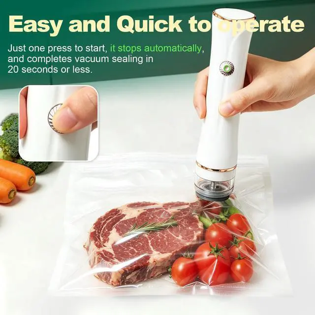 Alt view image 6 of 7 - 60kPa Handheld Compact Vacuum Sealer with 30 Bags, Mason Jar Food Sealer
