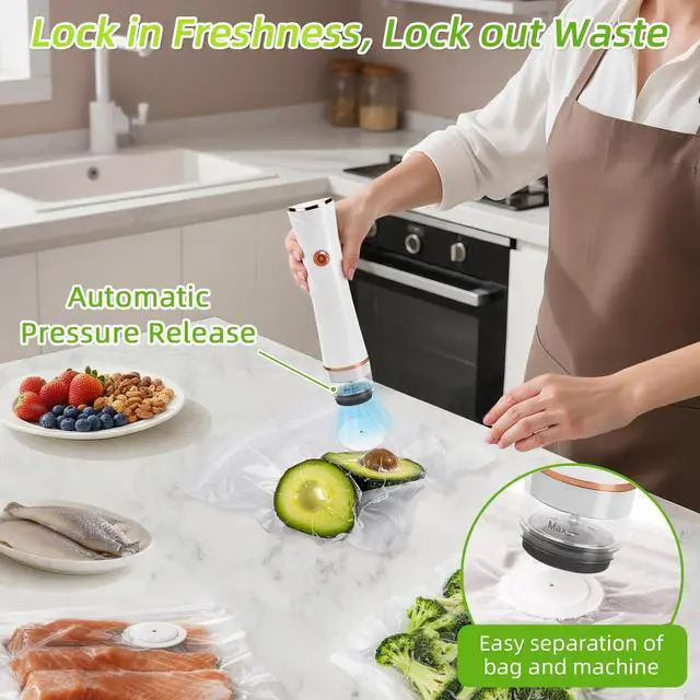 Alt view image 6 of 7 - Compact Vacuum Sealer for Food Sealer, Handheld Portable Vacuum Sealer Machine for Food Storage, Recharge Food Vacuum Sealing for Kitchen Travel Fridge Meal Prep, Gifts for Mom, Wife, Chef & Camping