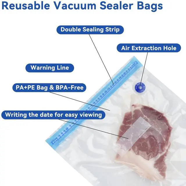 Alt view image 4 of 7 - 3-in-1 Vacuum Sealer Handheld Electric Mason Jar Vacuum Sealer Kit Portable Food Sealer Compatible with Vacuum Bag, Mason Jar, Wine Bottle, includes 10 Mason Jar Lids, 10 Reusable Seal Bags