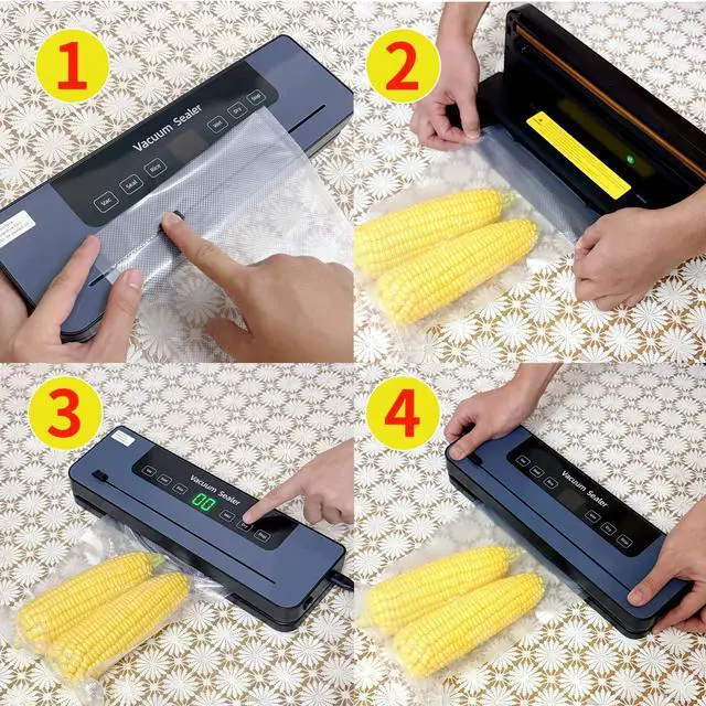 Alt view image 7 of 7 - Vacuum Sealer Machine 75kpa Suction Power, includes 30 Bags and Cutter Included, Compact One-Touch Automatic Food Sealer,5 modes, Dry Moist Fresh Modes for All Saving needs