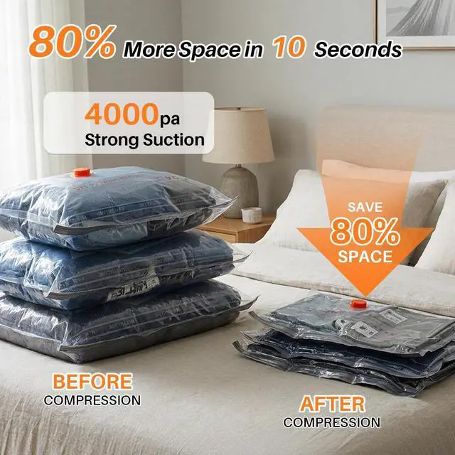 Alt view image 2 of 7 - Vacuum Seal Bags for Clothing Travel, Rechargeable Wireless Pump, Portable Space Saver Bags for Clothing Travel in 3 Combo sizes, Compression Packing for Luggage, Seasonal Storage 9 Combo Set