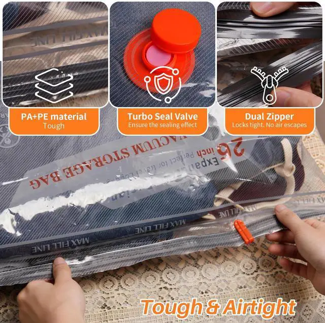 Alt view image 4 of 7 - Vacuum Seal Bags for Clothing Travel, Rechargeable Wireless Pump, Portable Space Saver Bags for Clothing Travel in 3 Combo sizes, Compression Packing for Luggage, Seasonal Storage 9 Combo Set