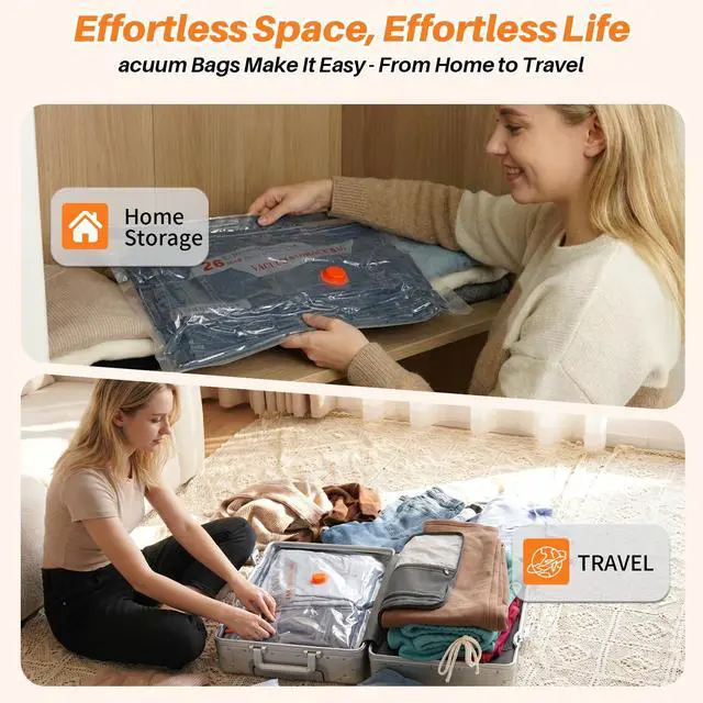 Alt view image 5 of 7 - Vacuum Seal Bags for Clothing Travel, Rechargeable Wireless Pump, Portable Space Saver Bags for Clothing Travel in 3 Combo sizes, Compression Packing for Luggage, Seasonal Storage 9 Combo Set