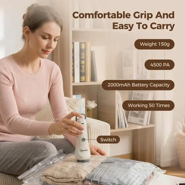 Alt view image 6 of 7 - Travel Vacuum Bags for Clothes with Cordless Pump - 15 Pack Reusable Compression Packing, Save 80% Luggage for Suitcase Carry-On & Bedding (15 Combo Travel Size)