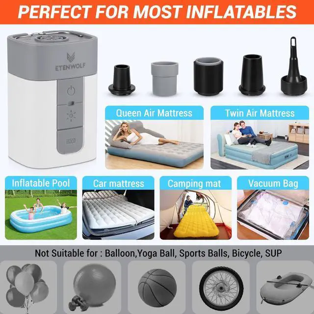 Alt view image 5 of 7 - Air Pump for Inflatables with 10400 mAh Battery & Camping Light