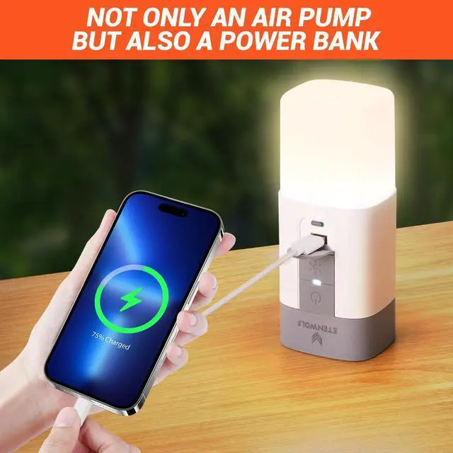 Alt view image 7 of 7 - Air Pump for Inflatables with 10400 mAh Battery & Camping Light