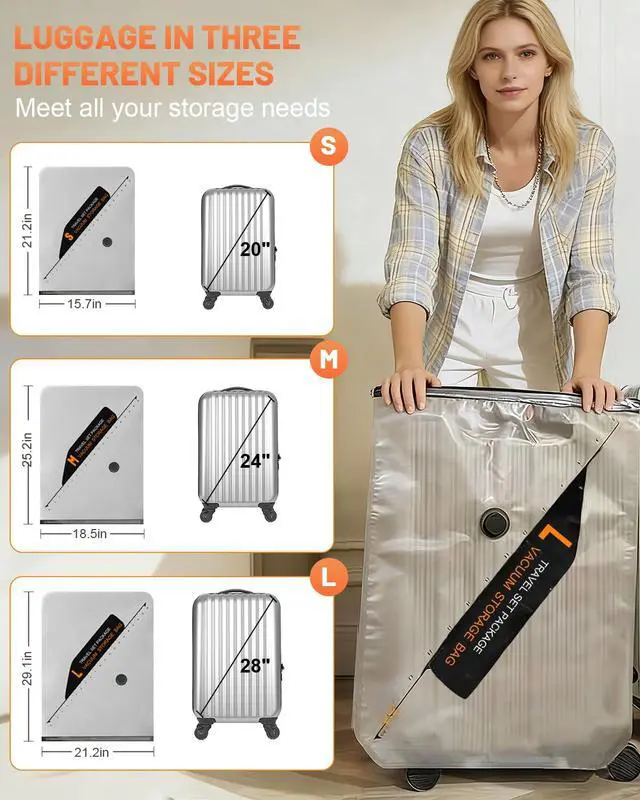 Alt view image 5 of 7 - 15 Pack Space Saver Vacuum Storage Bags with 6000Pa Wireless Air Pump for Clothes Comforters, 5 Jumbo+5 Medium+5 Small Storage Bags Vacuum Sealed, Compression Packing Ziplock Bags for Suitcase