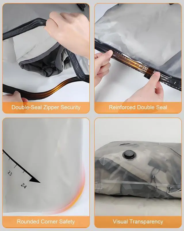Alt view image 7 of 7 - 15 Pack Space Saver Vacuum Storage Bags with 6000Pa Wireless Air Pump for Clothes Comforters, 5 Jumbo+5 Medium+5 Small Storage Bags Vacuum Sealed, Compression Packing Ziplock Bags for Suitcase