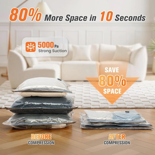 Alt view image 5 of 7 - 9 Combo Size Vacuum Storage Bags for Travel with Cordless Pump, Space Saver Bags for Clothes, Compression Packing Bags for Luggage