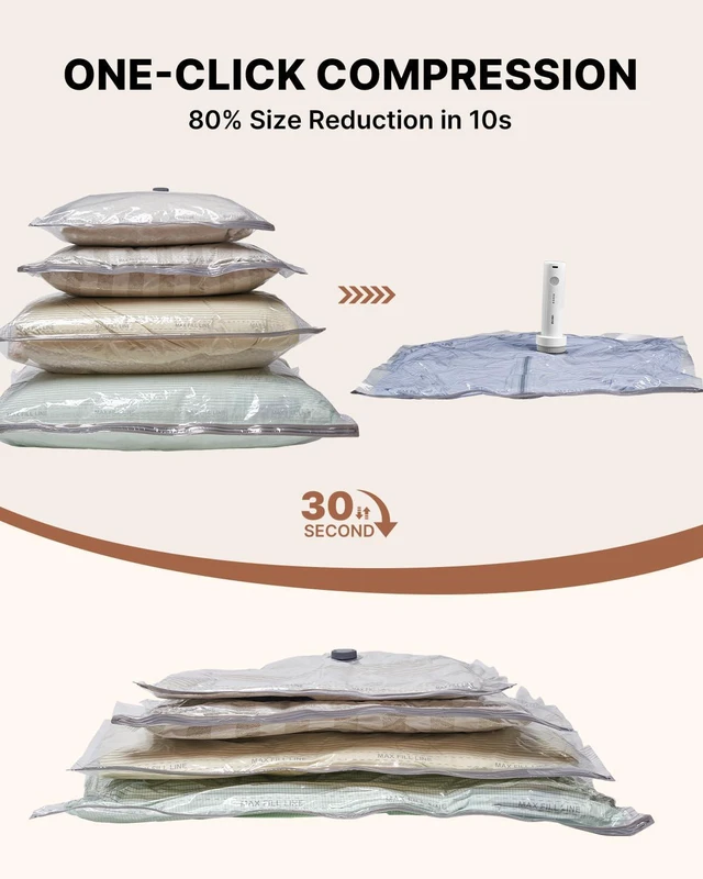 Alt view image 5 of 7 - 16 Pack Vacuum Seal Bags for Clothing Travel with Wireless Pump | Rechargeable Cordless Pump, Triple-Seal Leak-Proof, 16-Pack 4 Sizes (4J+4L+4M+4S) for Travel Luggage, Suitcase, Home Storage