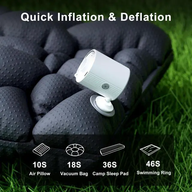 Alt view image 3 of 7 - Portable Air Pump for Inflatables with 2600 mAh Battery, Ultra-Fast and Mini Electric Air Pump,Inflate Deflate for Camping, Pool Floats, Air Mattress, Swimming Ring, Vacuum Storage Bags