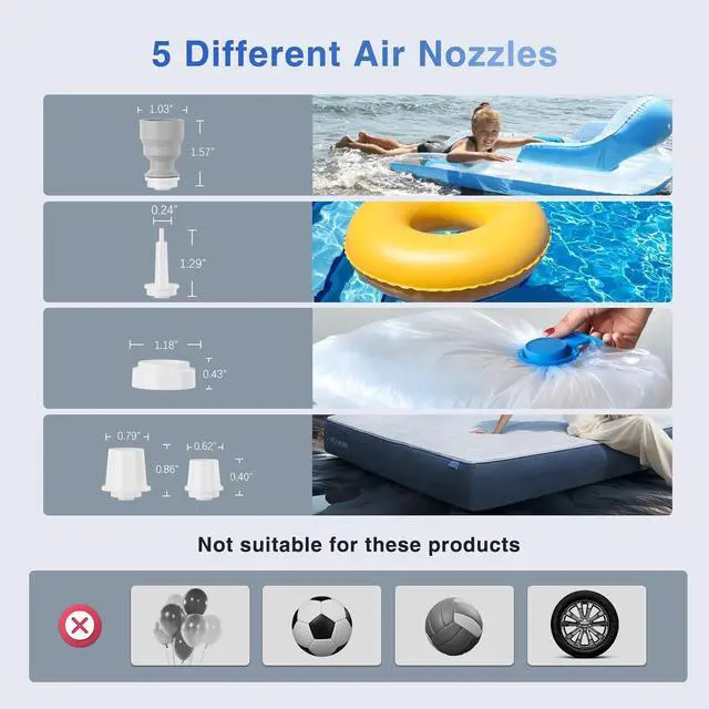 Alt view image 6 of 7 - Portable Air Pump for Inflatables with 2600 mAh Battery, Ultra-Fast and Mini Electric Air Pump,Inflate Deflate for Camping, Pool Floats, Air Mattress, Swimming Ring, Vacuum Storage Bags