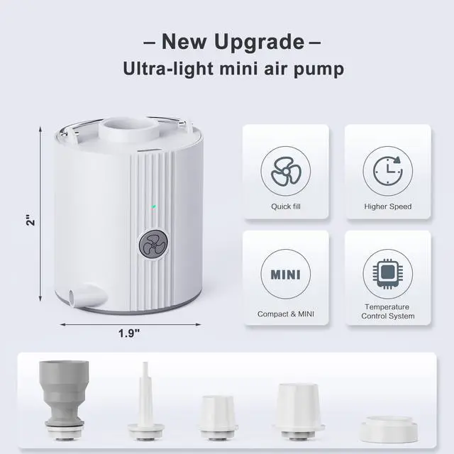Alt view image 4 of 7 - Portable Air Pump for Inflatables with 2600 mAh Battery, Ultra-Fast and Mini Electric Air Pump,Inflate Deflate for Camping, Pool Floats, Air Mattress, Swimming Ring, Vacuum Storage Bags