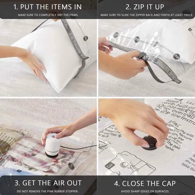 Alt view image 6 of 7 - Vacuum Seal Bags for Clothing Travel and Home Storage, Travel Vacuum Bags with Electric Pump, Space Saver Compression Packing Cubes for Luggage Suitcase Bedding Blankets Clothes, 20 Combo