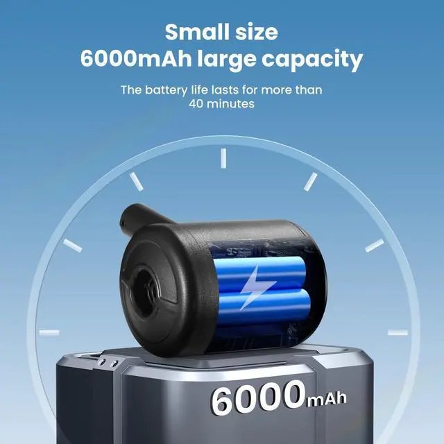 Alt view image 5 of 7 - Portable Air Pump for Inflatables, Rechargeable Air Mattress Pump, 400L/min Quick-Fill Inflate & Deflate, 6000mAh Battery Powered Pump for Air Beds, Pool Floats, Vacuum Storage Bags