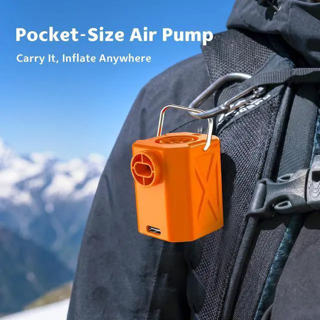 Alt view image 2 of 7 - Portable Air Pump for Inflatables, 1.56 oz Mini Rechargeable Air Mattress Pump with Camping Light, Inflator and Deflator for Pool Floats, Swim Rings, Sleeping Pads, Vacuum Storage Bags