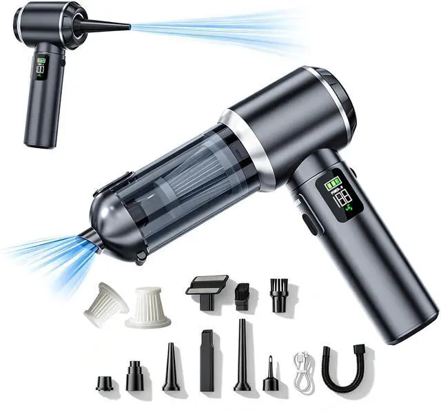 Main image of Car Vacuum Portable Cordless,20000Pa Suction Power Handheld Vacuum Ideal for Quick Cleaning in Cars, Homes, and Offices,with Washable Filter and Replaceable Nozzle,Type-C Charging,Silver&Gray