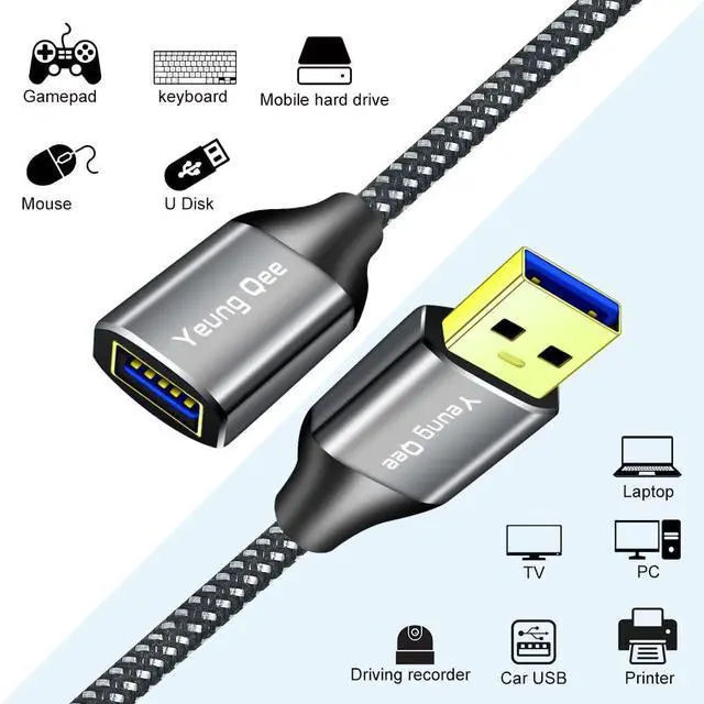 Alt view image 2 of 7 - USB 3.0 Extension Cable 1 ft,5Gbps High Speed USB 3.0 Type A Male to Female Extension Cord,USB Extension Lead Compatible with USB Flash Drive, Hard Drive, Card Reader,Scanner,Keyboard (1FT)
