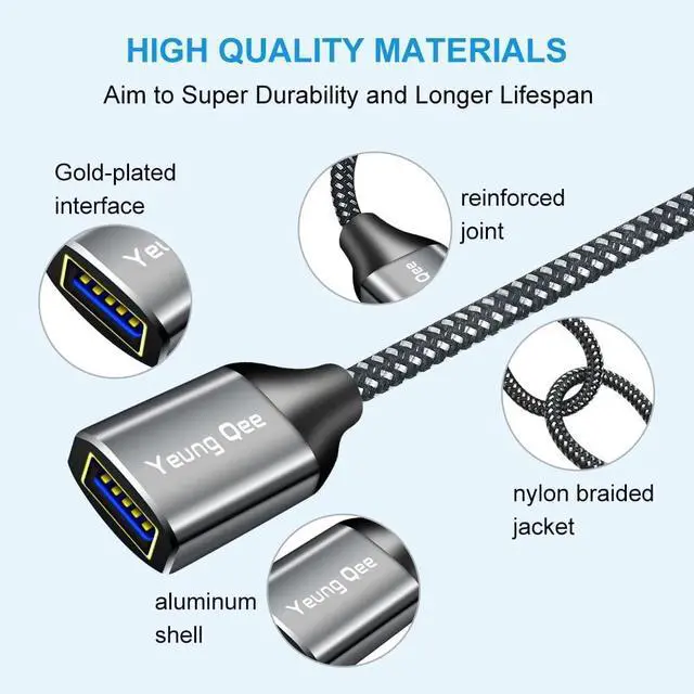 Alt view image 4 of 7 - USB 3.0 Extension Cable 1 ft,5Gbps High Speed USB 3.0 Type A Male to Female Extension Cord,USB Extension Lead Compatible with USB Flash Drive, Hard Drive, Card Reader,Scanner,Keyboard (1FT)