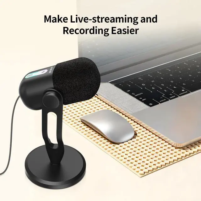 Alt view image 2 of 7 - CM60 - USB Condenser Microphone for Recording, Streaming, Podcasting, Meetings on Teams, Zoom, OBS, Twitch, YouTube, Noise Reduction & Mute, Works with Laptop/PC/Tablet/Cellphone, Black