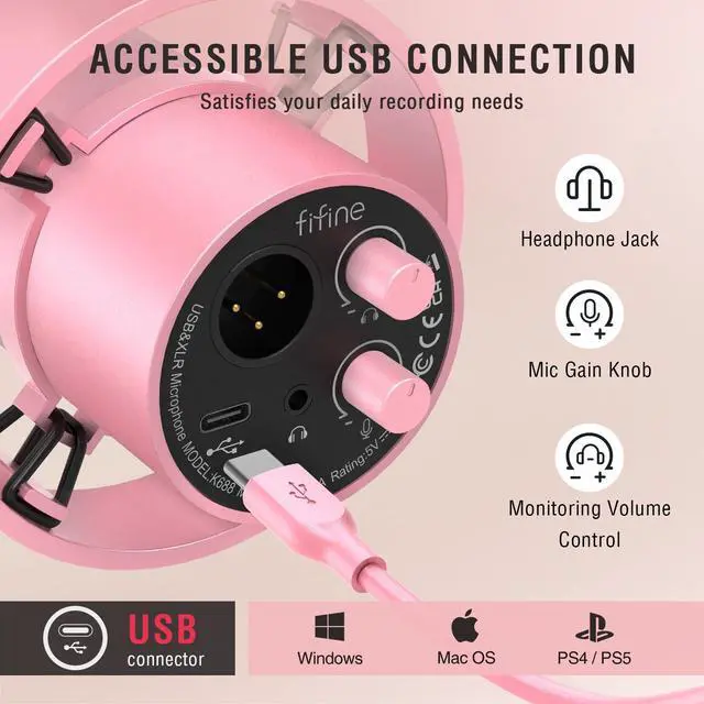 Alt view image 4 of 7 - AmpliTank K688P XLR/USB Dynamic Microphone, Vocal Podcast Mic