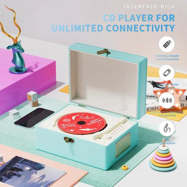Alt view image 2 of 7 - Blue Time Music Box CD Player with Speaker for Home Decoration
