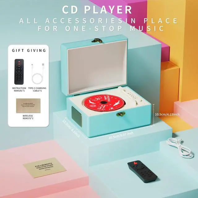 Alt view image 4 of 7 - Blue Time Music Box CD Player with Speaker for Home Decoration
