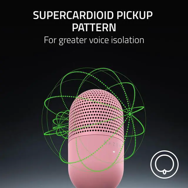 Alt view image 3 of 7 - Seiren V3 Mini USB Microphone: Condenser Mic - Supercardioid Pickup Pattern - Tap-to-Mute Sensor with LED Indicator - Shock Absorber - Ultra Compact - PC, Discord, OBS Studio, XSplit - Quartz