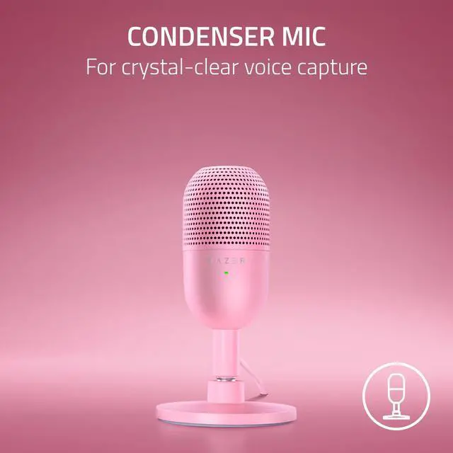 Alt view image 2 of 7 - Seiren V3 Mini USB Microphone: Condenser Mic - Supercardioid Pickup Pattern - Tap-to-Mute Sensor with LED Indicator - Shock Absorber - Ultra Compact - PC, Discord, OBS Studio, XSplit - Quartz