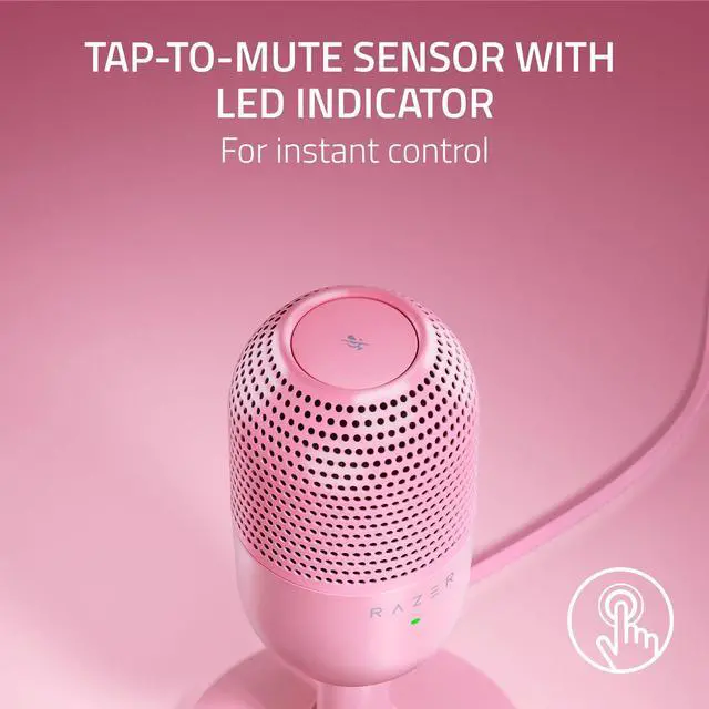 Alt view image 4 of 7 - Seiren V3 Mini USB Microphone: Condenser Mic - Supercardioid Pickup Pattern - Tap-to-Mute Sensor with LED Indicator - Shock Absorber - Ultra Compact - PC, Discord, OBS Studio, XSplit - Quartz