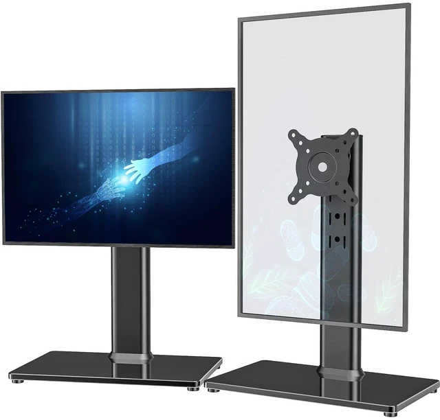 Main image of Hemudu 2 Pack Single LCD Computer Monitor Free-Standing Desk Stand Riser for 13 inch to 32 inch Screen with Swivel, Height Adjustable, Rotation, Holds One (1) Screen up to 77Lbs(HT05B-201)