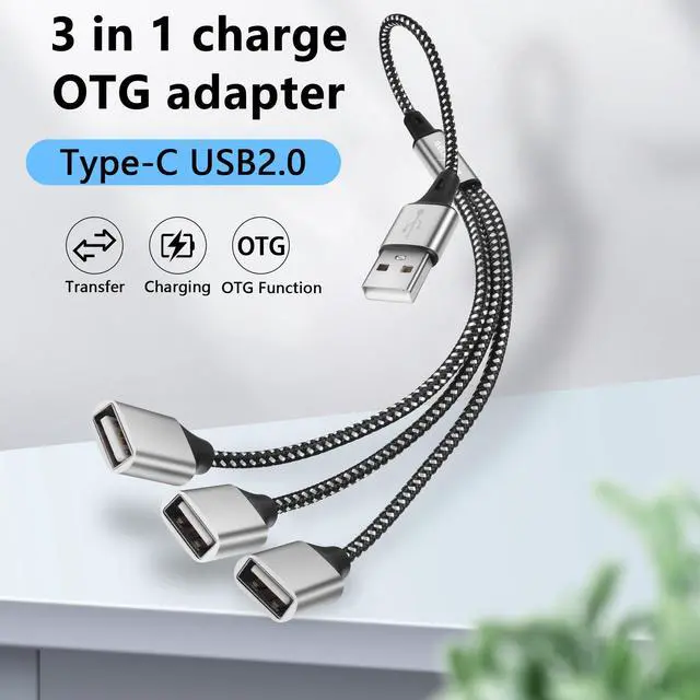 Alt view image 2 of 7 - USB Splitter Y Cable, USB A Male to 3 Female Extension Cord,USB Splitter 3 Port for Printer/USB Keyboard/Flash Drive/Laptop/LED(USB 1 to 3)