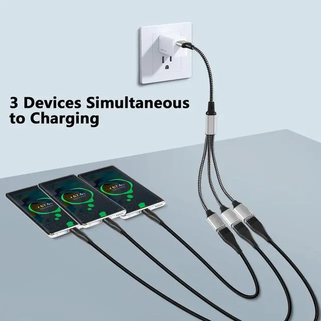 Alt view image 4 of 7 - USB Splitter Y Cable, USB A Male to 3 Female Extension Cord,USB Splitter 3 Port for Printer/USB Keyboard/Flash Drive/Laptop/LED(USB 1 to 3)
