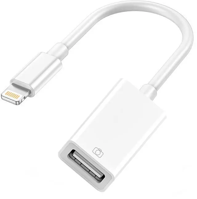 Main image of Lightning to USB Camera Adapter, USB 3.0 OTG Cable Adapter for iPhone 14 13 12 11 XS XR X SE 8 7 6 5 iPad/iPod to Connect Card Reader, U Disk, Keyboard, Mouse, Piano, USB Flash Drive