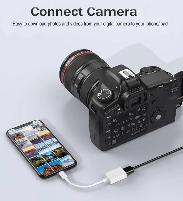 Alt view image 3 of 7 - Lightning to USB Camera Adapter, USB 3.0 OTG Cable Adapter for iPhone 14 13 12 11 XS XR X SE 8 7 6 5 iPad/iPod to Connect Card Reader, U Disk, Keyboard, Mouse, Piano, USB Flash Drive