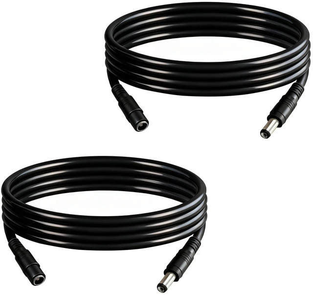 Main image of 9.8ft 5.5×2.1mm DC Cable Black Male to Female DC Extension Cable | 12V DC Connectors for Security Cameras, Routers, and LED Strips