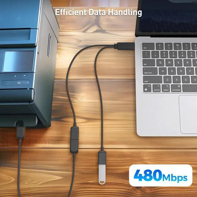 Alt view image 3 of 7 - Cable Matters USB-C Male to Dual USBA Female Splitter 1 in 2 Out, 1ft