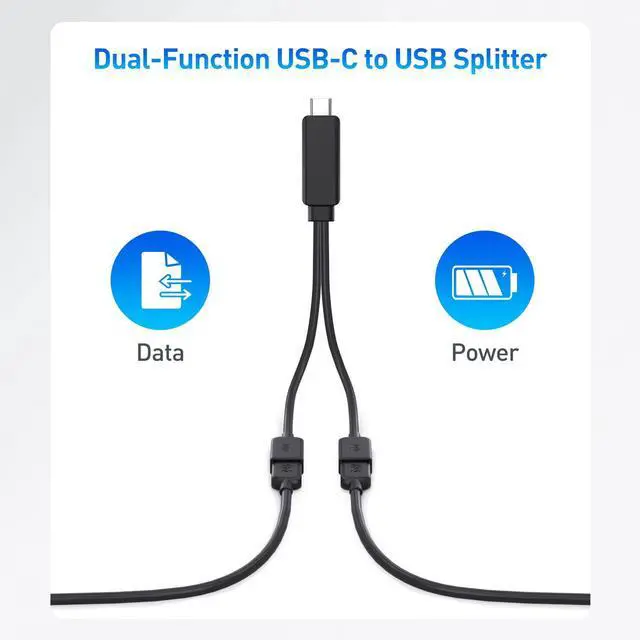 Alt view image 5 of 7 - Cable Matters USB-C Male to Dual USBA Female Splitter 1 in 2 Out, 1ft