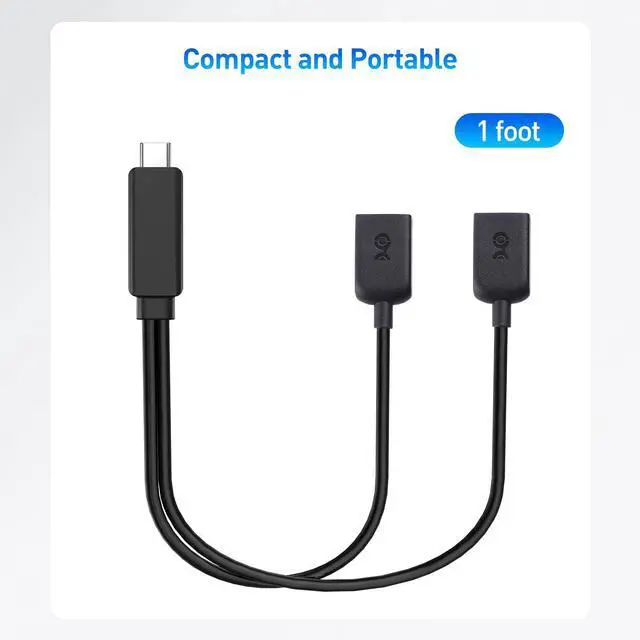 Alt view image 7 of 7 - Cable Matters USB-C Male to Dual USBA Female Splitter 1 in 2 Out, 1ft