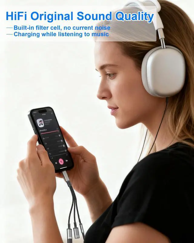 Alt view image 3 of 7 - USB-C Splitter 1 in 3 Out USB C Headphone and Charging Adapter with Data - USB-C to 3.5mm Headphone Jack + Dual Type C for Audio & Charger Adapter, Support PD 60W Fast Charging, Call and Data Transfer