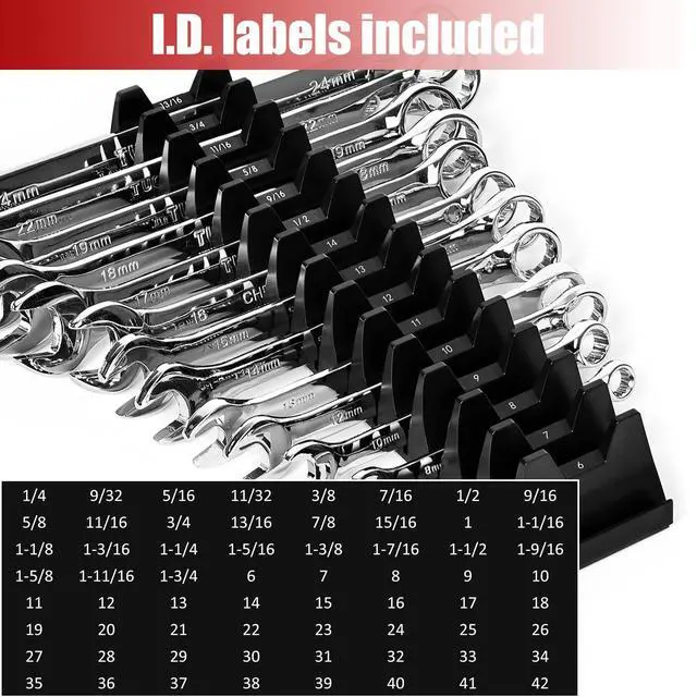 Alt view image 4 of 7 - 60 pcs Magnetic Modular Wrench Organizer Wrench Holder - Wrenchs Tool Organizers for Tool Drawer Storage, Wrenchs Rack with Metric SAE Labels, Tool Storage Set Holder Festival for Mechanics