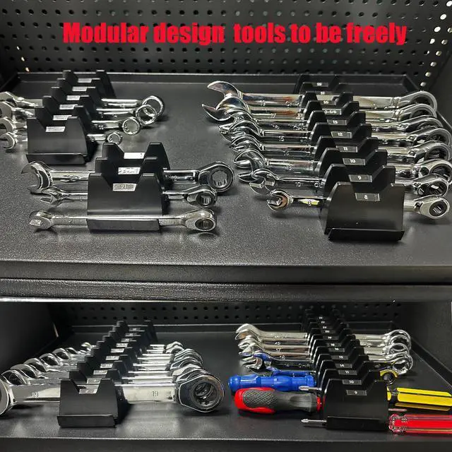 Alt view image 5 of 7 - 60 pcs Magnetic Modular Wrench Organizer Wrench Holder - Wrenchs Tool Organizers for Tool Drawer Storage, Wrenchs Rack with Metric SAE Labels, Tool Storage Set Holder Festival for Mechanics