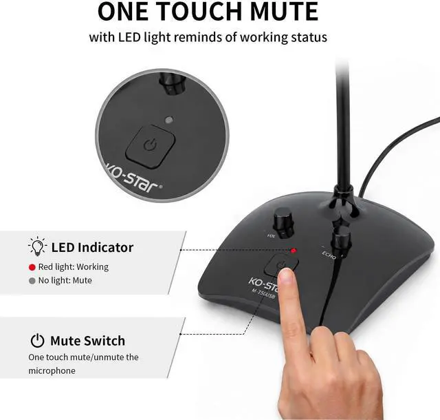Alt view image 5 of 7 - USB Gooseneck Conference Microphone, Flexible 360° Omnidirectional Desktop Mic with Noise-Canceling, Mute Button & Volume Control, Plug & Play for Meeting, Streaming, Podcast, PC/Mac/Laptop