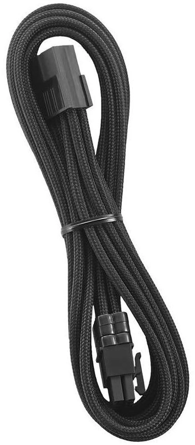 Main image of Pro ModFlex Sleeved 8-pin PCI-e Extension (Black, 45cm) | Paracord sleeved 8-pin PCIe extension, 45cm. Extends standard 8-pin PCIe GPU connectors.