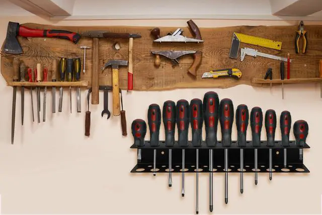 Alt view image 5 of 7 - Screwdriver Holder Wall Mount with 23 Holes, 12.6" Long, Heavy Duty Hand Tool Box Organizer Holders Rack Storage Peg Board for Screw Driver Pliers for Garage Workshop Shed (No Screwdriver Included)
