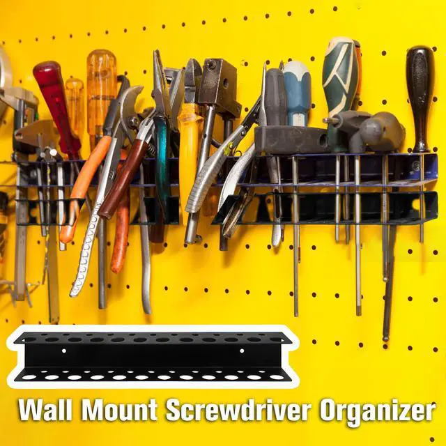 Alt view image 6 of 7 - Screwdriver Holder Wall Mount with 23 Holes, 12.6" Long, Heavy Duty Hand Tool Box Organizer Holders Rack Storage Peg Board for Screw Driver Pliers for Garage Workshop Shed (No Screwdriver Included)