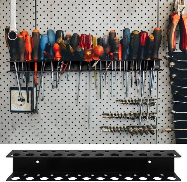 Alt view image 7 of 7 - Screwdriver Holder Wall Mount with 23 Holes, 12.6" Long, Heavy Duty Hand Tool Box Organizer Holders Rack Storage Peg Board for Screw Driver Pliers for Garage Workshop Shed (No Screwdriver Included)