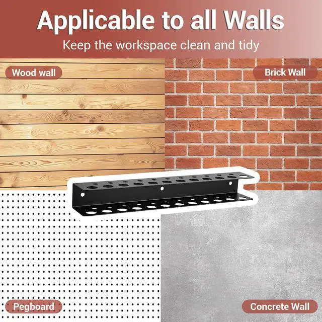Alt view image 5 of 7 - Screwdriver Organizer, Steel Screwdriver Holder, Heavy Duty Garage Tool Organizer Wall Mount for Pliers Utility Storage Rack for Workspace, Workshop, Shed with 23 Holes (1 Pack)