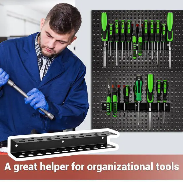 Alt view image 4 of 7 - Screwdriver Organizer, Steel Screwdriver Holder, Heavy Duty Garage Tool Organizer Wall Mount for Pliers Utility Storage Rack for Workspace, Workshop, Shed with 23 Holes (1 Pack)