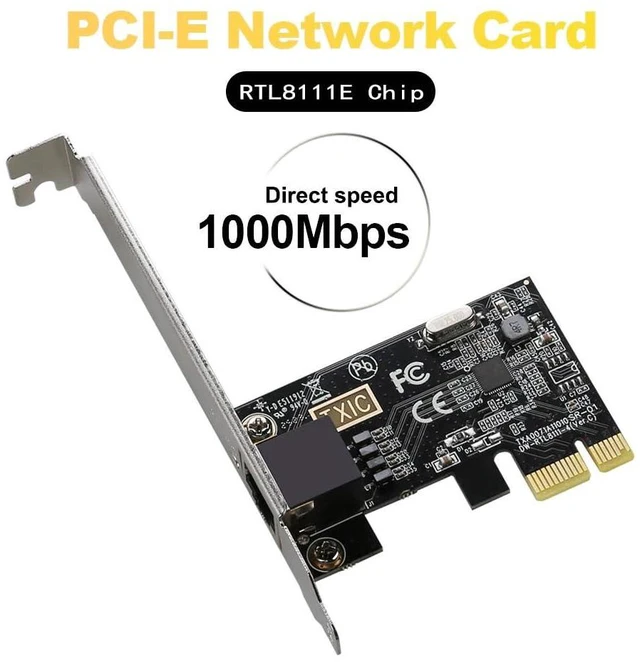 Alt view image 3 of 5 - PCI-E Network Card, Gigabit Ethernet Adapter, RTL8111E Chip, 1000Mbps, PCI Express X1 Interface